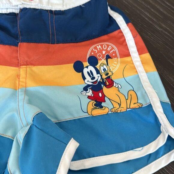 disney swimsuit, swim trunks, shorts, mickey, blue, orange, size 2, summer - Picture 3 of 6